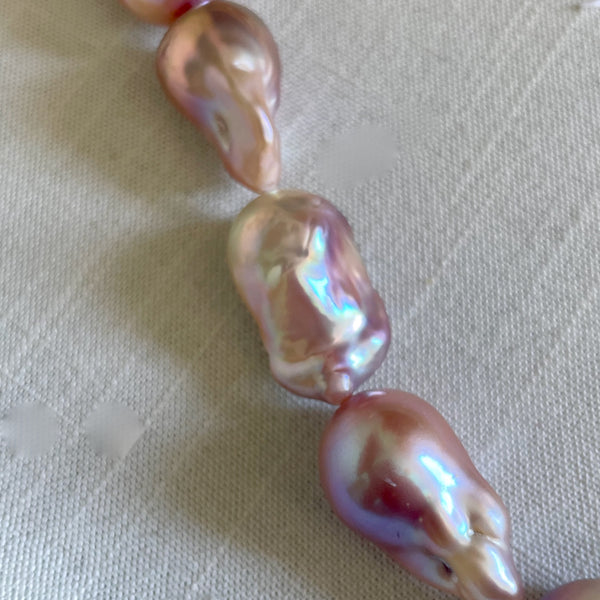 Metallic Peach Flame Ball Pearls strand