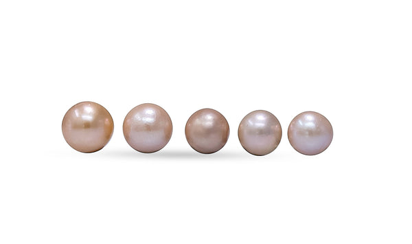5 pearls lot of Large Round Light Sherbet Japan Kasumi pearls
