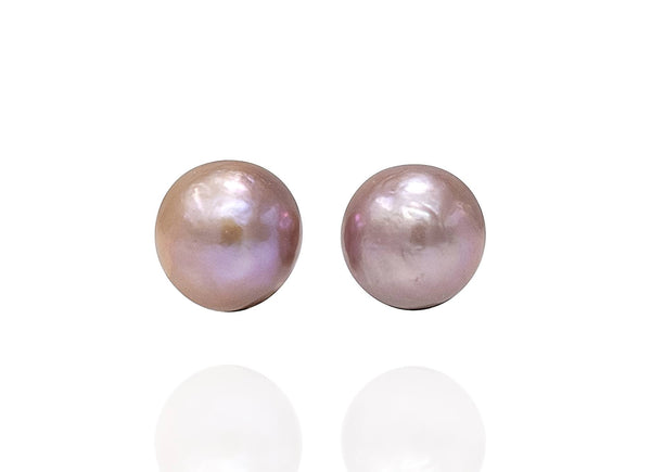 Wonderful Round Mauve Japan Kasumi Pearls pair