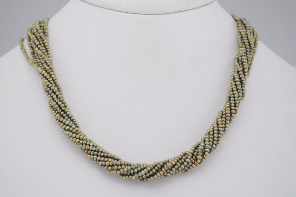 10 strand lot of tiny sage green pearls