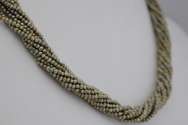 10 strand lot of tiny sage green pearls