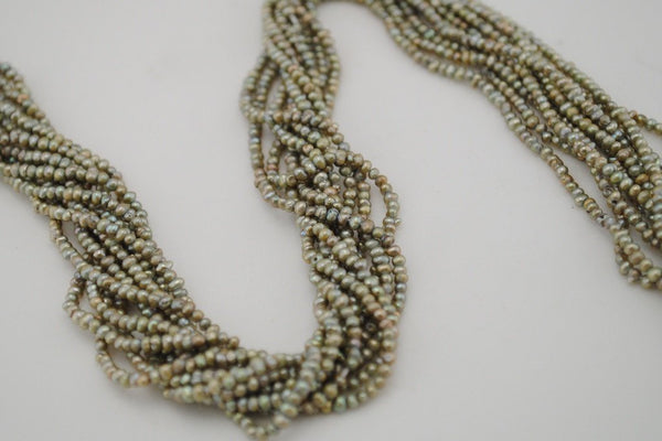 10 strand lot of tiny sage green pearls