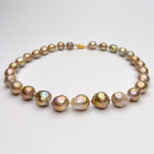 Champagne color baroque fresh water pearl necklace