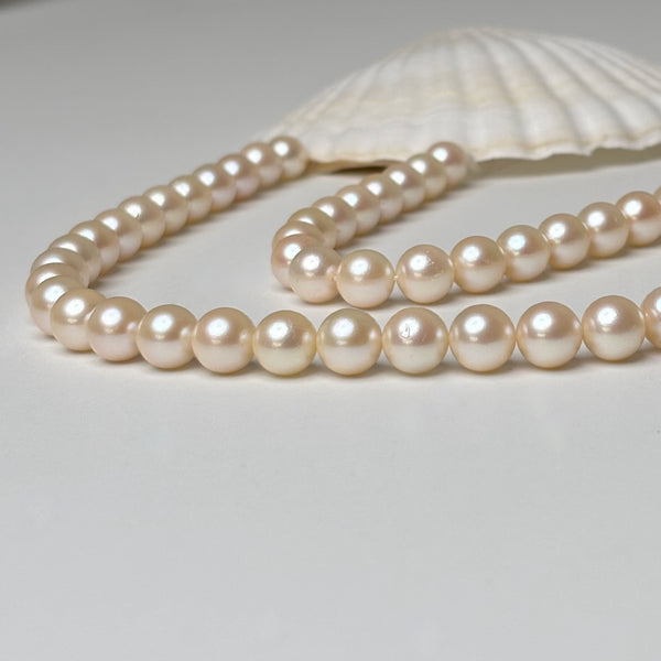 8.5-9mm light cream color Japan Akoya pearl strand