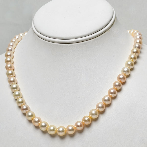 soft golden with peach overtones Japan Akoya pearl strand