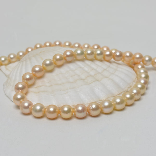 8.3-8.8mm Japan Akoya pearl strand with light peach overtones