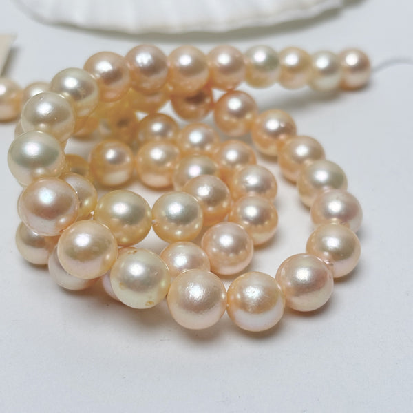 8.3-8.8mm Japan Akoya pearl strand with light peach overtones