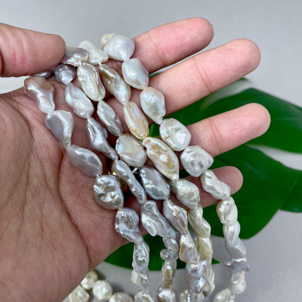 Blushing Ice Chinese freshwater Keshi pearls