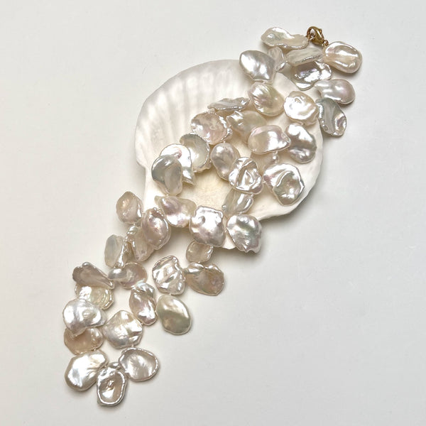 Classic White Big Petal Pearl Necklace