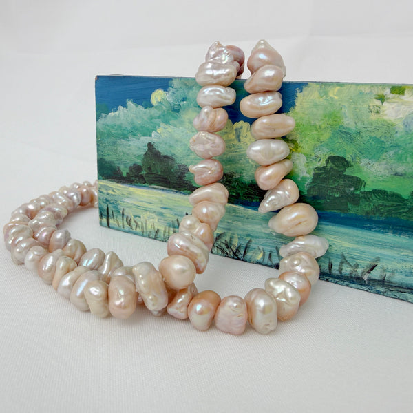 VINTAGE LAKE BIWA wild nugget pearl strands