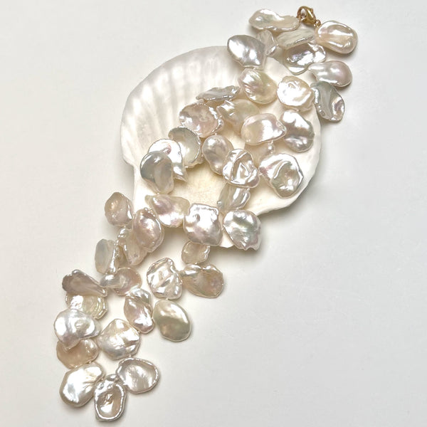 Classic White Big Petal Pearl Necklace