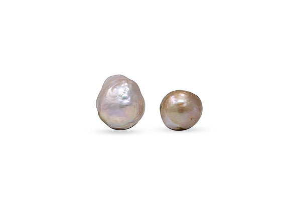 2 pearl lot of golden-dappled japan kasumi pearls