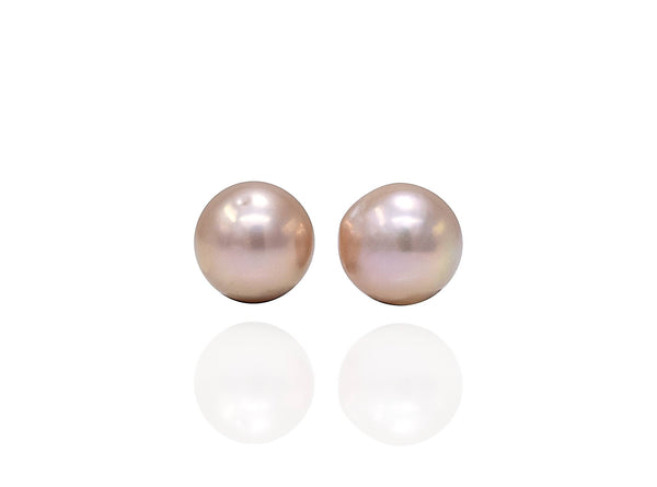 AMAZING Round Mauve Japan Kasumi Pearls pair