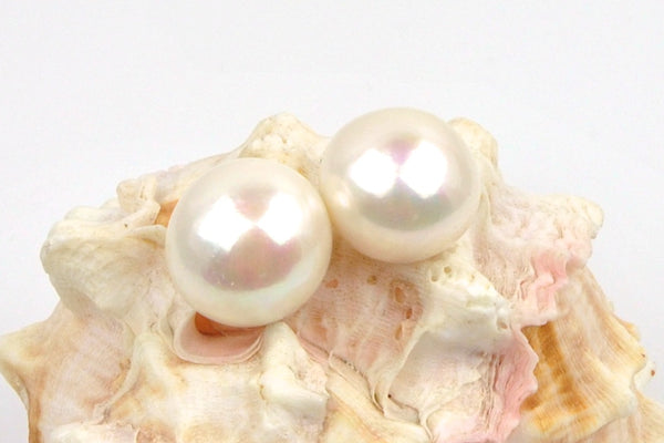 pair huge white button pearls