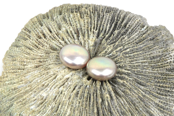 brassy mauve coin pearl pair