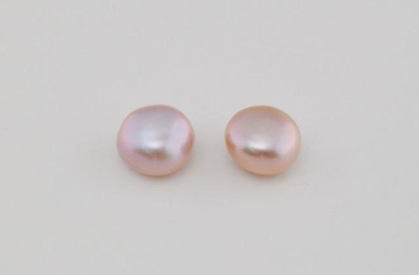 pink/lavender button pearl pair